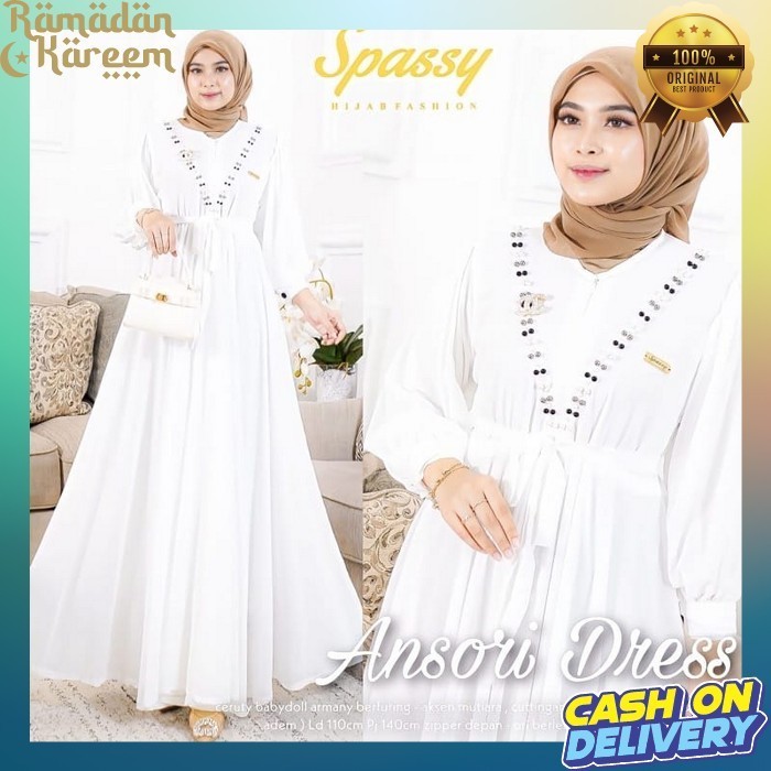 Baju Gamis Wanita Set 2In1 Terbaru 2024 Maxidress Ghamis Putih Busui Istri Games2023 Idul Fitri Dres
