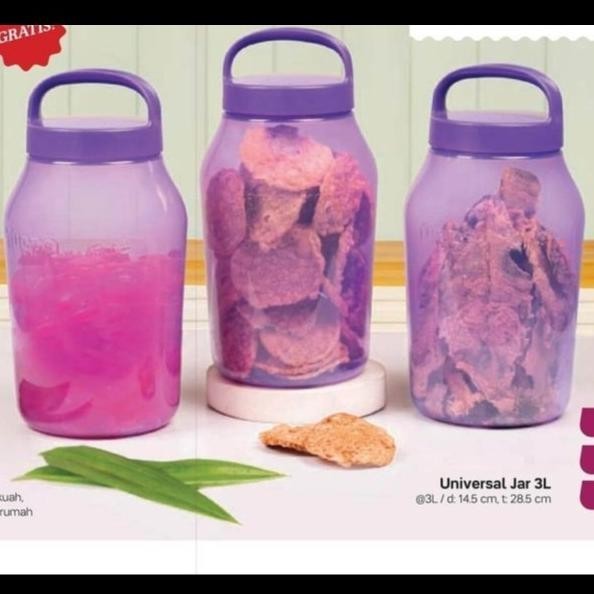 Tupperware Universal Jar 3L 1Pc Toples Bulat Tutup Putar Ungu [A02]