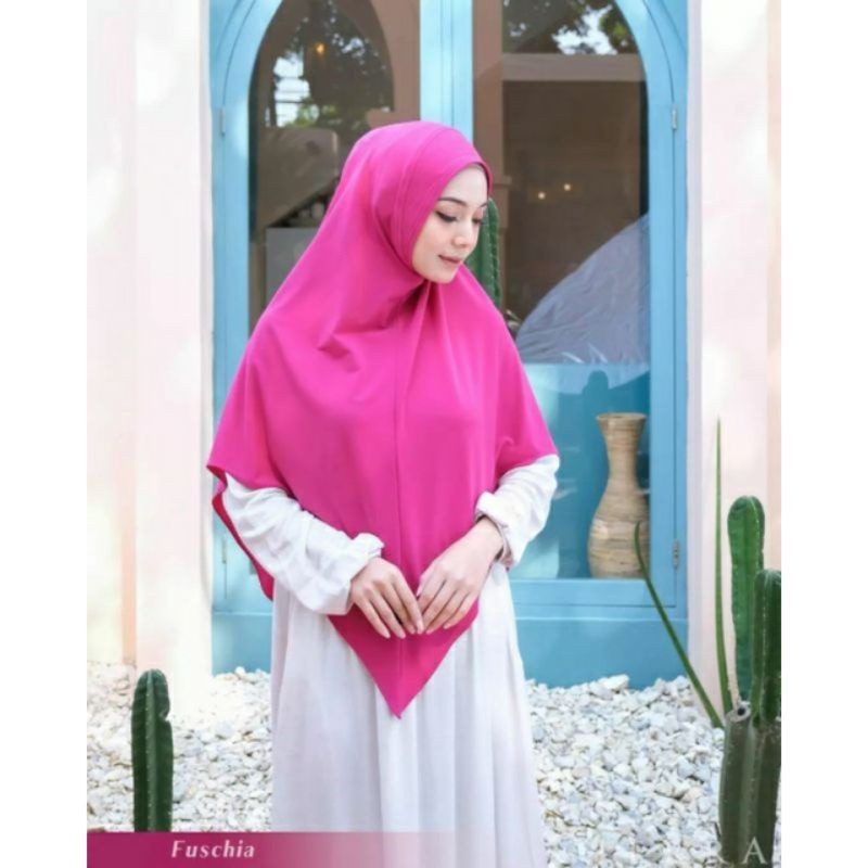NEW PREMIUM DAILY HIJAB Bergo mikha cierra warna fuchia bahan jersey