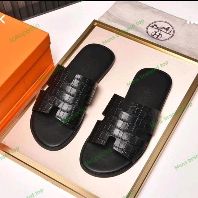 Sandal Selop Pria Branded / Sendal Kulit Pria Branded Mirror Lapaknyarudi