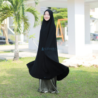NEW PREMIUM DAILY HIJAB Khimar Syari Haramain Niqab Bandana Jetblack Alsyahra