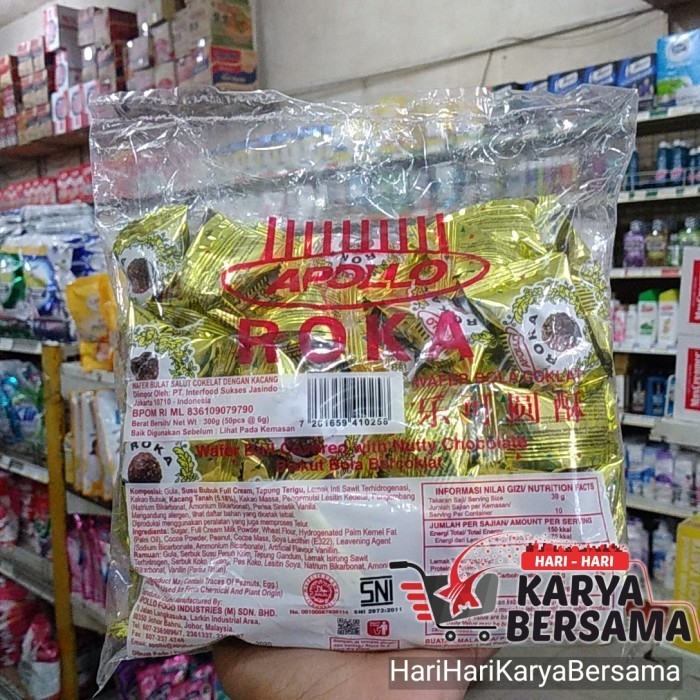 

BERGARANSI APOLLO ROKA CHOCOLATE WAFER BALL PACK ISI 50'S X 6GR