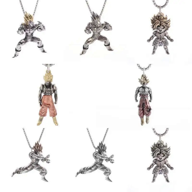 Kalung Liontin Samurai Otot Rambut Kuning Kepribadian Fashion untuk Pria Perhiasan Sun Wukong Karakt