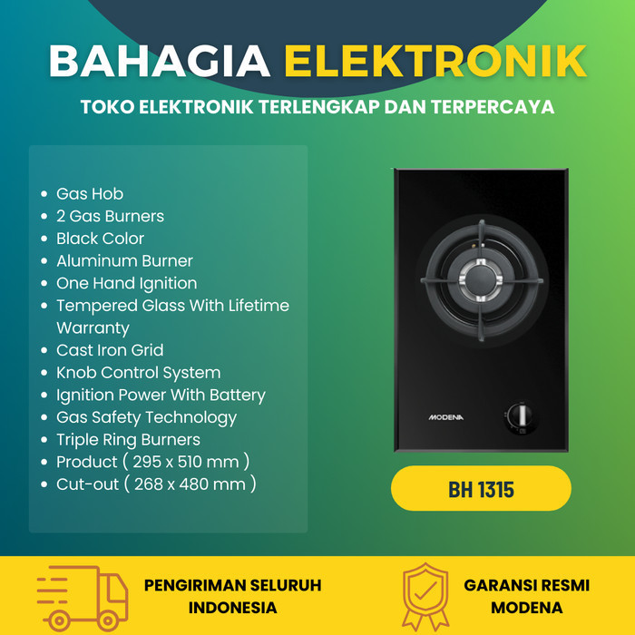 Modena Bh 1315 - Kompor Tanam 1 Tungku Domino Safety