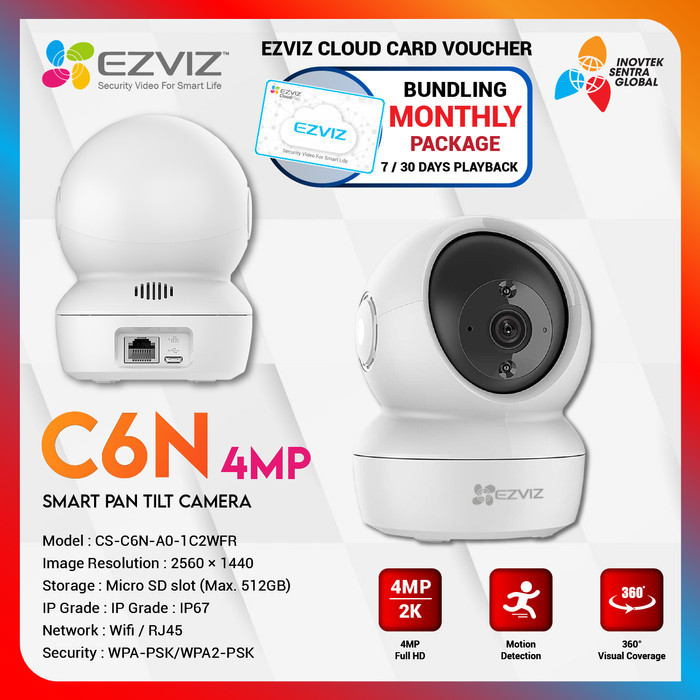 Ezviz C6N 2Mp / 4Mp Ip Camera Cctv Paket Cloud Storage 1 Bulan