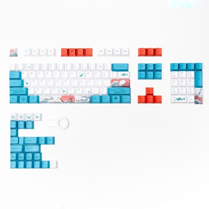 Ukiyo Sea Waves Pbt Dye Sub Keycaps 108 Keys