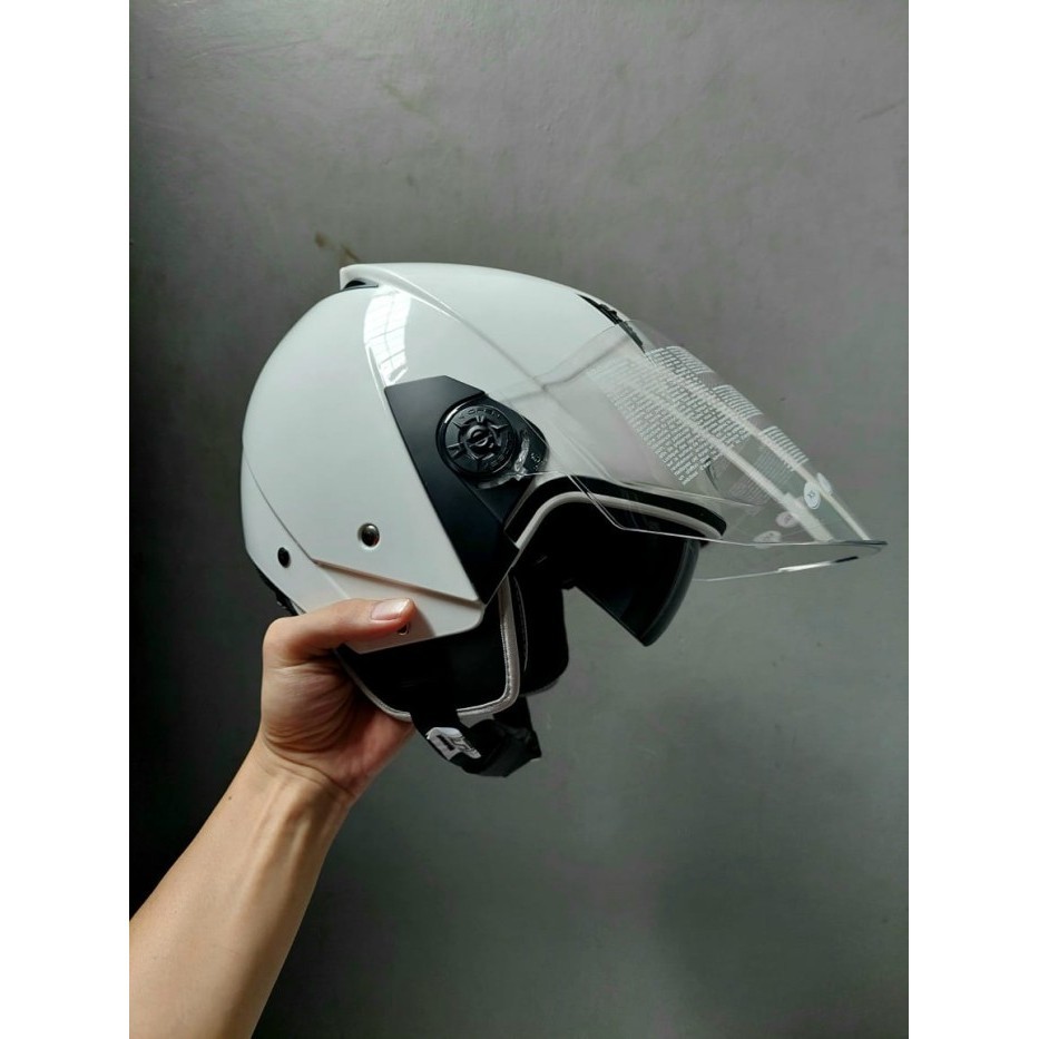 Zeus Zs-205 White Half Face Double Visor