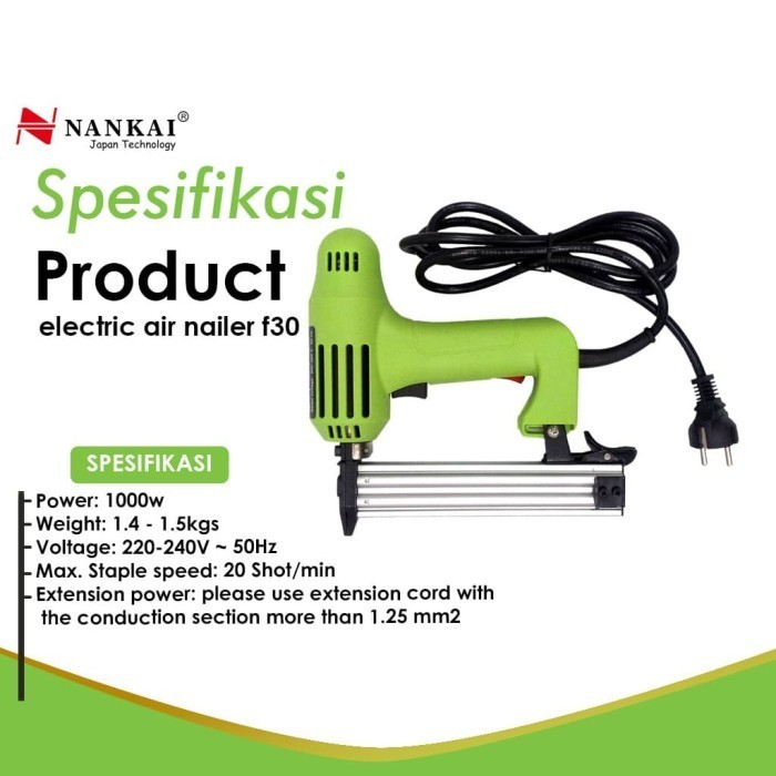 Alat Tembak Paku Listrik / Electric Air Nailer F30 Nankai