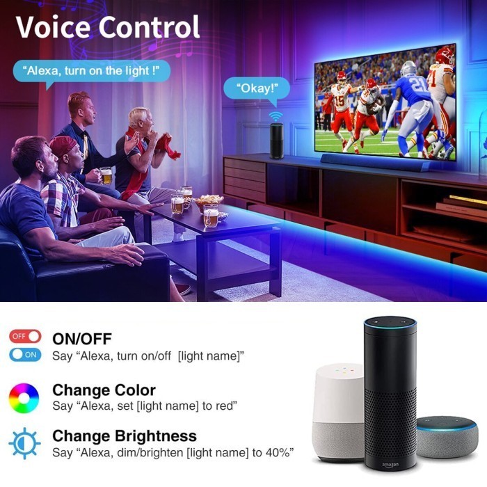 Tripledi Led Strip Rgb 5050 15M Ip65 Bluetooth Wifi Google Home Alexa