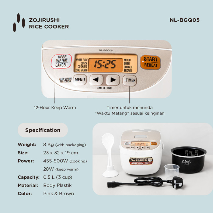 Rice Cooker 0.5 Liter Zojirushi Nl-Bgq05