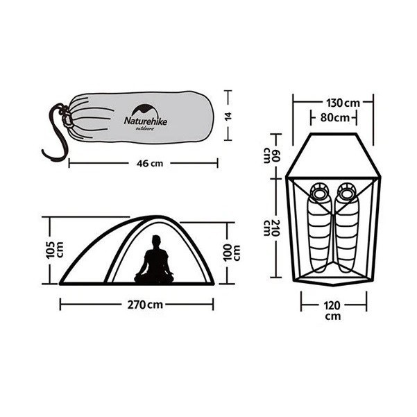 Tenda Cloud Up 2 Ul 10D Naturehike Nh19Zp017 Camping Ultralight Ul