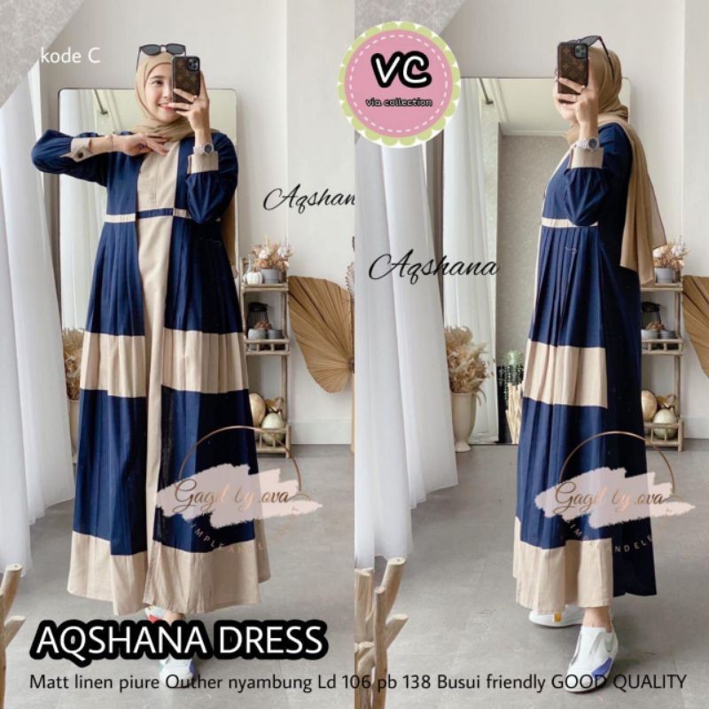 READY STOK AQSHANA DRES GAGIL BY OVA