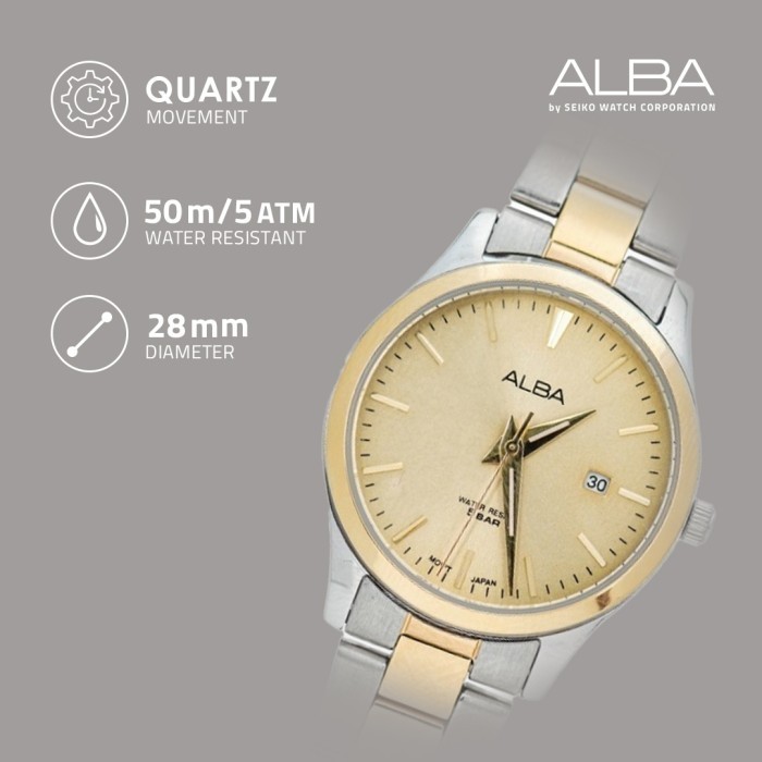 Jam Tangan Wanita Alba Quartz Stainless Steels Ah7Y02 Original