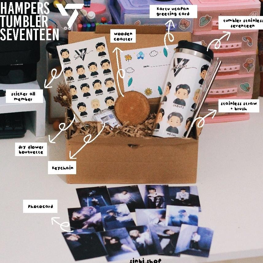 READYY STOCK >>> HAMPERS SEVENTEEN FACE THE SUN TUMBLER | GIFTBOX KPOP | HAMPERS KPOPERS | GIFT  SOU