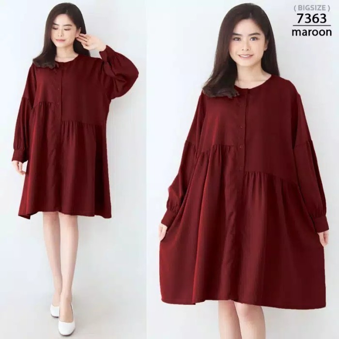 Tunik Jumbo Kancing Depan Ld 120 Tunik Bigsize