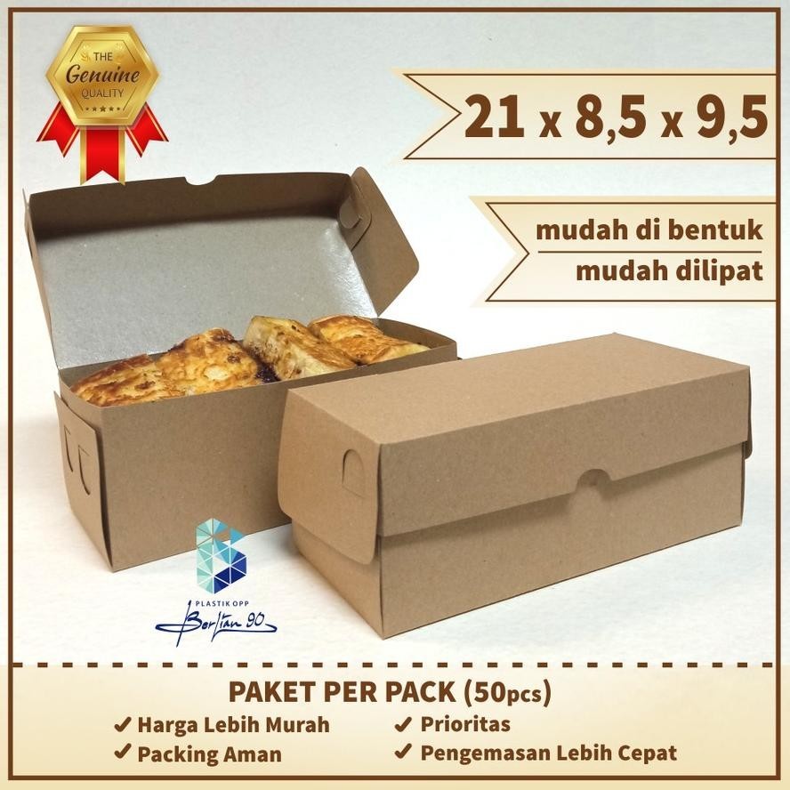 

Promo Kardus Dus Kotak Roti Brownies Bakar Bahan Kraft Tebal Isi 50 Pcs Uk 21 X 8,5 X 9,5 Cm / Dus Snack Roti Bakar / Dus Donat / Dus Kue Bolu Oy58