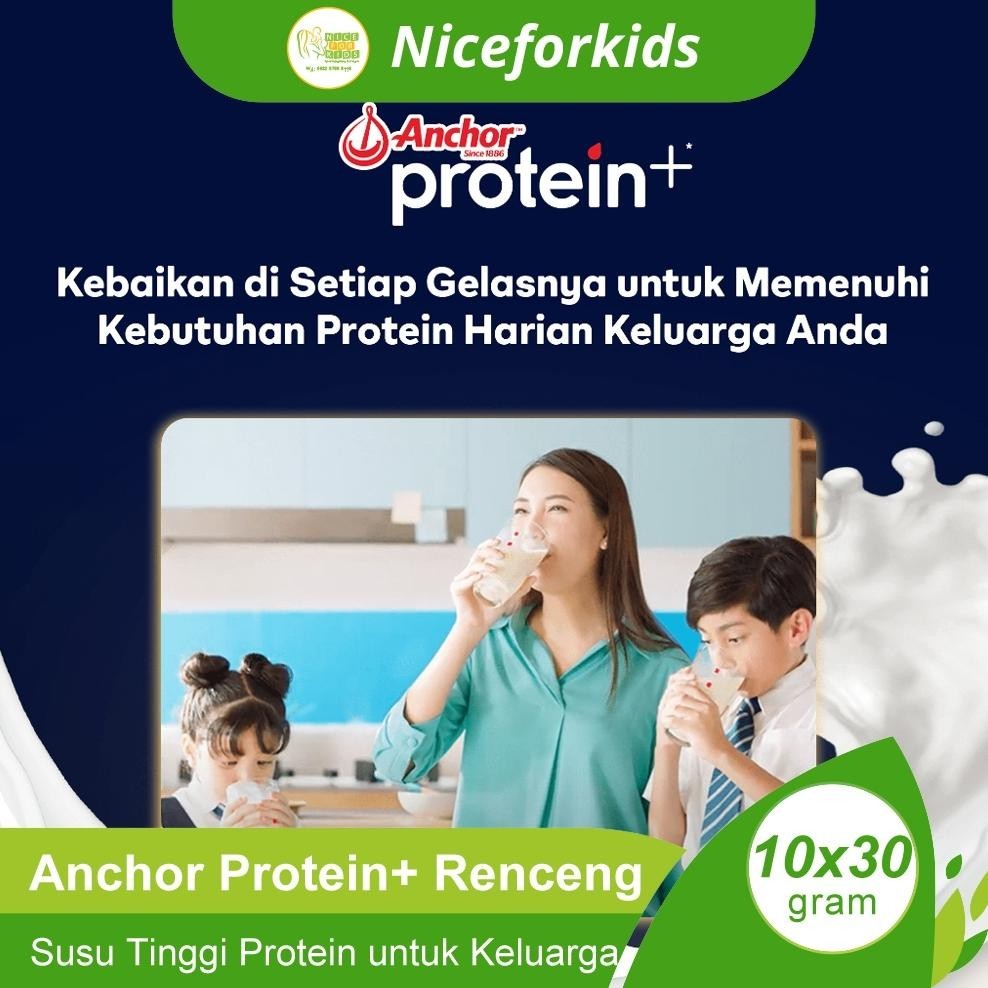 

tomonimart Anchor Protein+ Renceng Isi 10x30gr Susu Bubuk Tinggi Protein Susu Keluarga ||