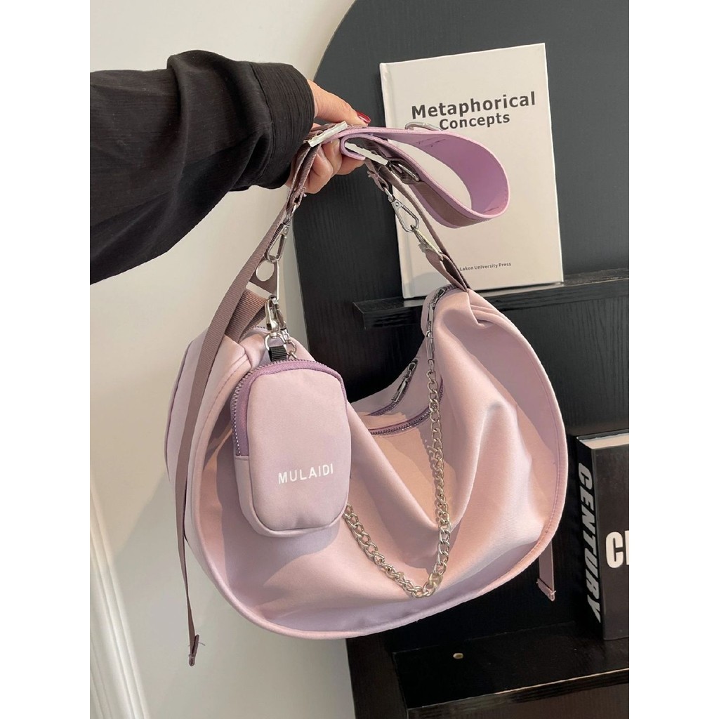 Tas Selempang Kanvas Wanita, Berkapasitas Besar Kasual Jepang