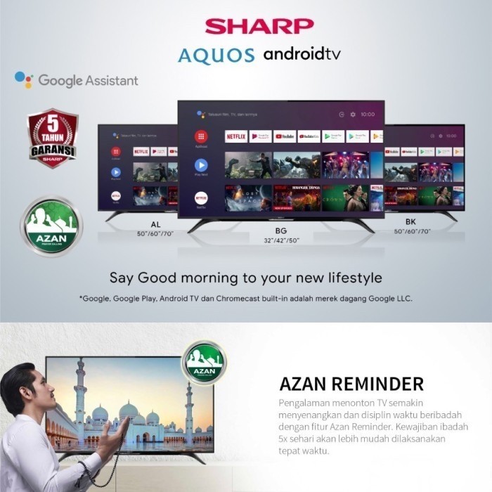Led Tv Sharp 42 Inch 2T-C42Bg1I Android Smart Digital Full Hd Tv