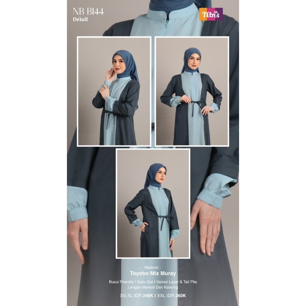 Gamis Nibras Nb B144 Long Dress Busana Muslim Wanita Busui SaleR33A