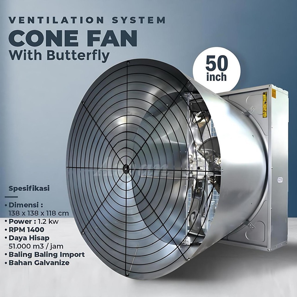 KIPAS BLOWER CONE CORONG 50" BUTTERFLY KANDANG AYAM CLOSE HOUSE MAKASSAR