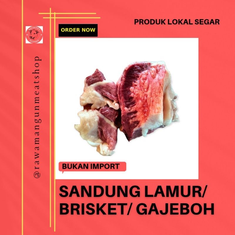 

(Beef) Daging Sapi Lokal Segar Sandung Lamur / Brisket Beef/ Gajeboh Untuk Semur Rawon Asam Padeh