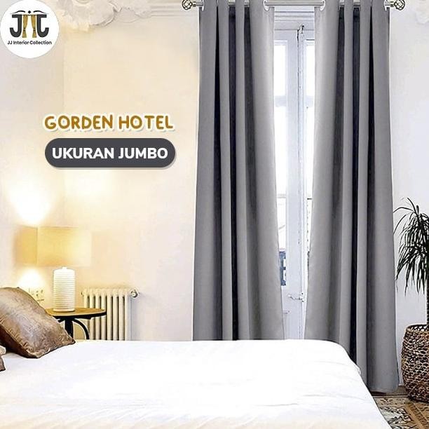 PROMO KEMBALI GORDEN HOTEL BLACKOUT 80% PREMIUM TINGGI 250CM 270CM GORDEN UKURAN JUMBO HORDENG BLACK