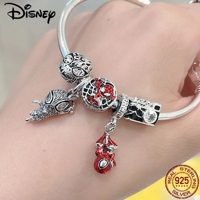 Disney Ring Marvel Spider-Man Bead Fit Pandora Bracelet 925 Silver Sk