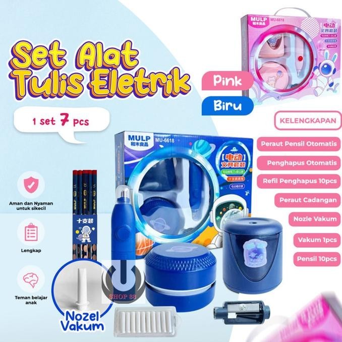 Set Alat Tulis Electric Stationery Set Elektrik Rautan