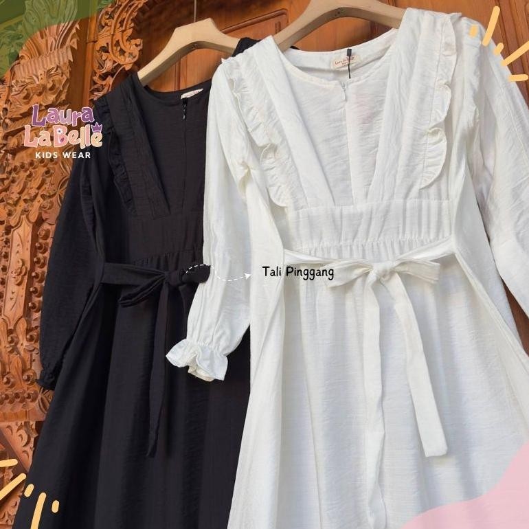Beli 2 Lebih Murah Gamis Anak Tanggung Remaja Hitam Putih Ayura Polo Linen Laurakidshop 7 Tahun - De