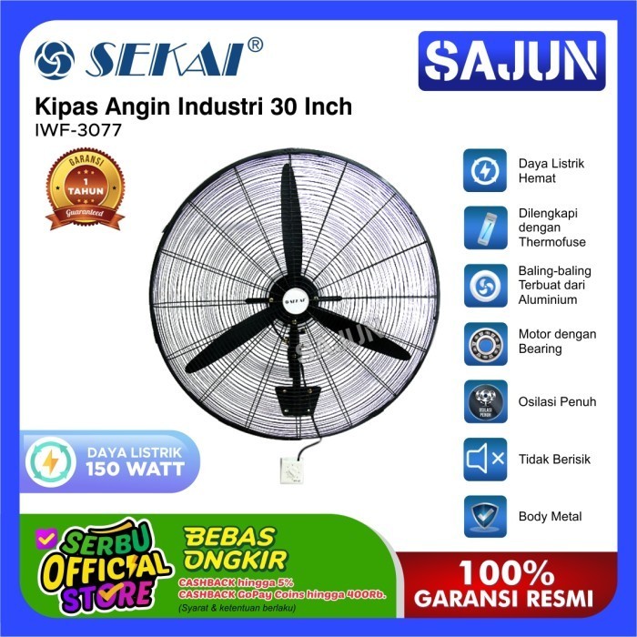 Sekai Kipas Angin Dinding Industri 30 Inch Iwf 3077 / Iwf3077