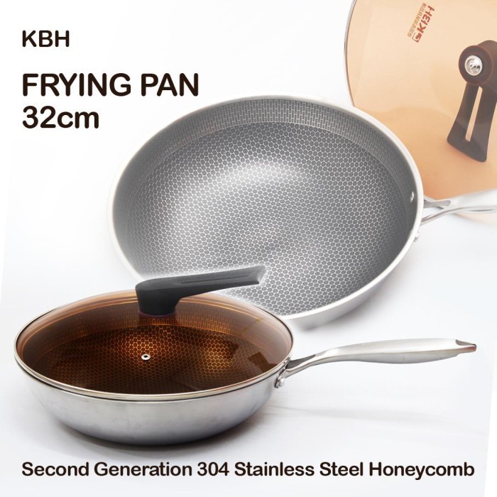 Stainles Steel Honeycomb Wok With Glass Lid Non Stick 304 Stainless
