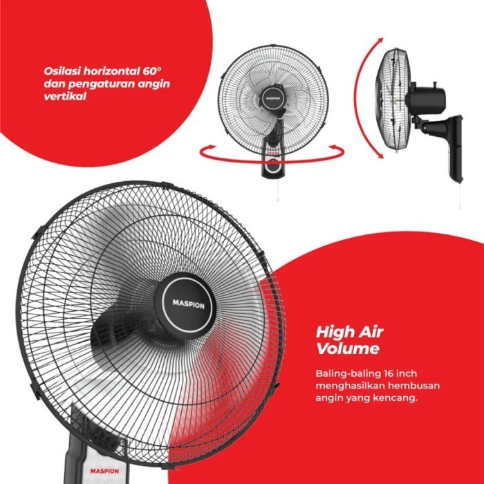 Maspion Kipas Dinding Wall Fan 16 Inch - Mwf-1609 K Mwf1609K