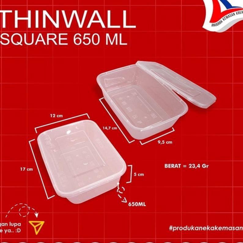 Hot Sale Thinwall Kcs Recta 650 Ml (25 Pcs) / Kotak Makan Nasi Plastik / Tupperware Good Quality