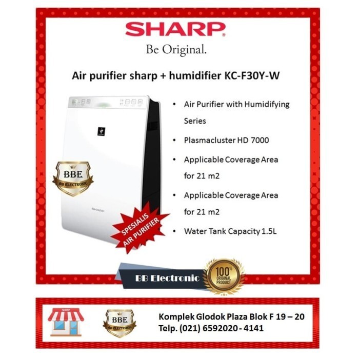 Air Purifier Sharp + Humidifier Kc-F30Y-W