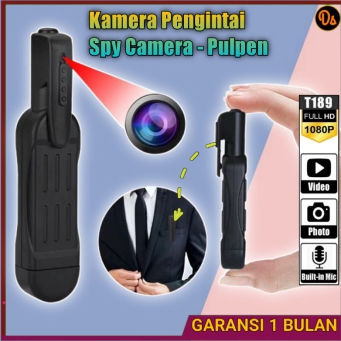 Kamera CCTV Pengintai Mini Spy Camera mini Bentuk Pulpen Clip 1080P