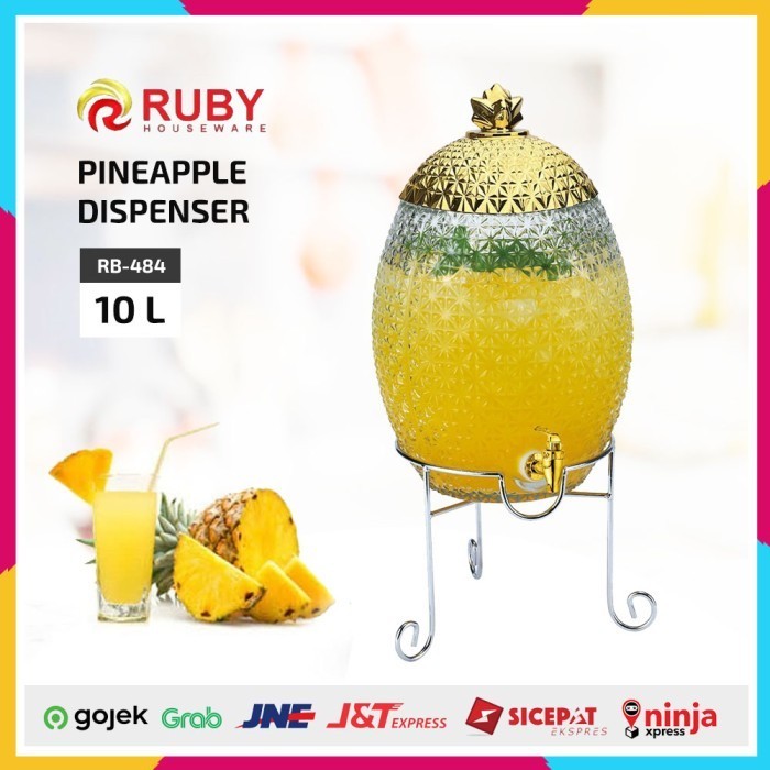 Dispenser Kaca Ruby Rb-484 Pineapple Beverage Dispenser 10L Termurah Terlaris Promo