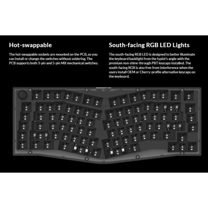 Keychron V10 (Alice Layout) Qmk Barebone Knob Termurah Terlaris Promo