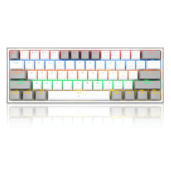 Redragon Mechanical Gaming Keyboard 60% White Grey Rainbow Fizz-K617-R