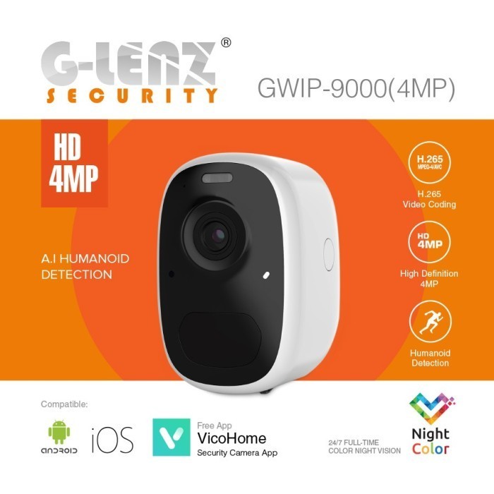 Glenz Night Color 4Mp Smart Battery Ip Camera Cctv - Gwip 9000 Termurah Terlaris Promo