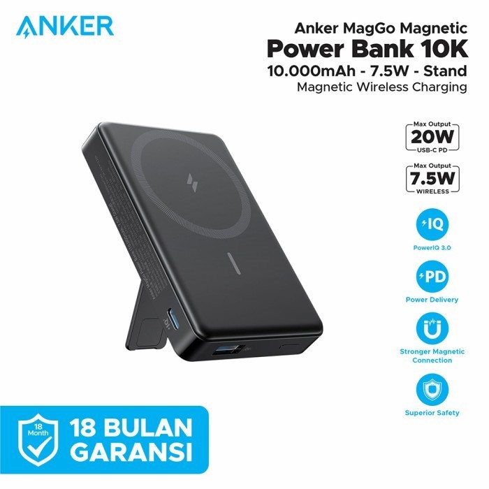 Powerbank Anker Maggo Magnetic With Kickstand (10000 Mah, 20W)- A1652