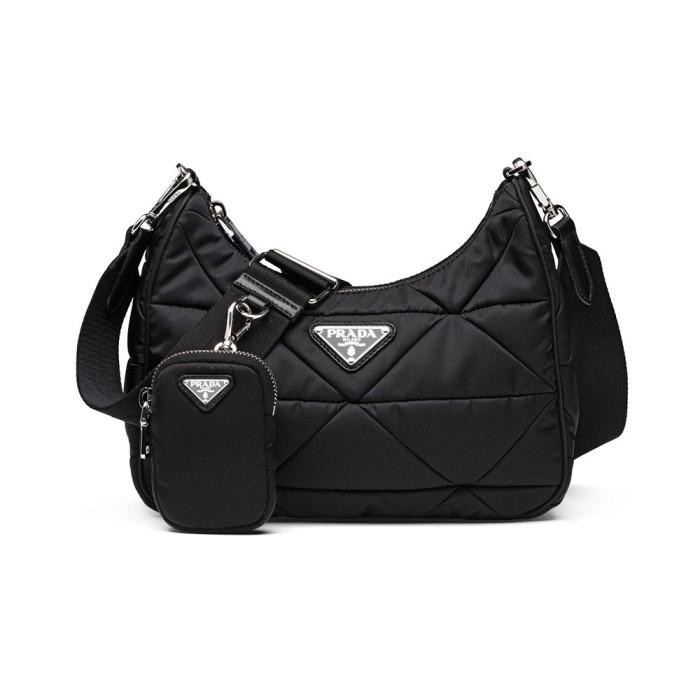 Prada Re-Nylon Padded Hobo Bag Black