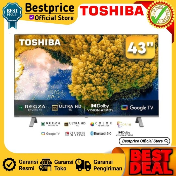 Toshiba 43C350Lp Smart 43 Inch Google Tv 4K Uhd 43 C350Lp Smart Tv 43 Termurah Terlaris Promo