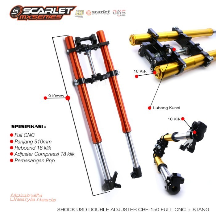 Scarlet Racing Shock Usd Double Adjuster Crf 150 Full Cnc Plus Stang