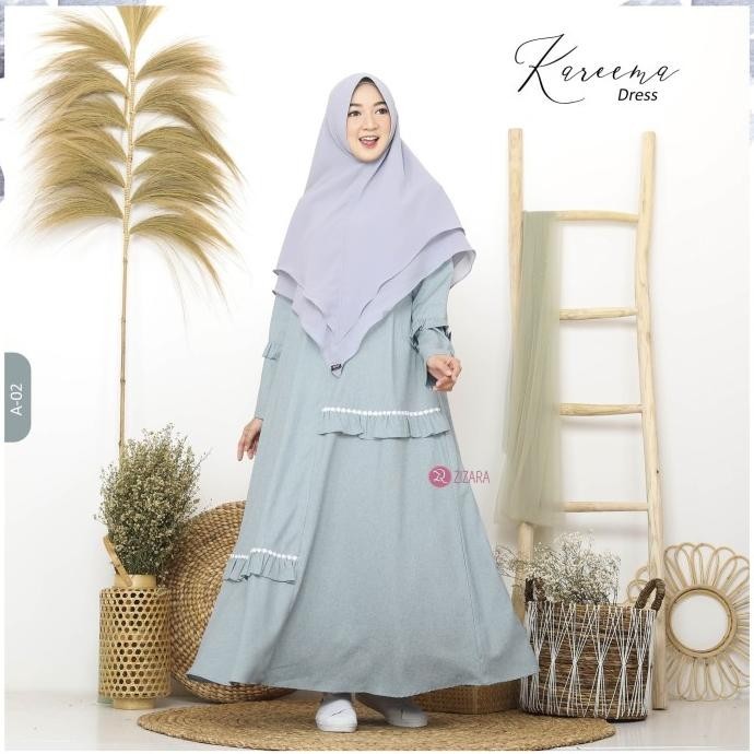 Zizara Kareema Dress A02 Gamis Only Bahan Katun Madinah Bisa Couple Terbaik