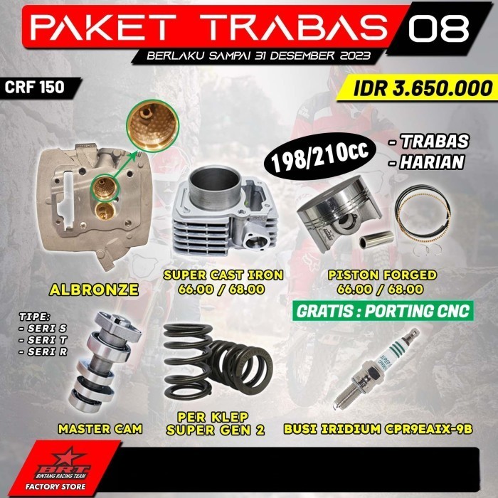 Brt Paket Trabas 11 Crf 150 Head - Blokpiston -Noken As -Per Klep