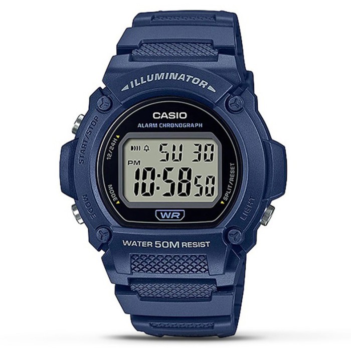 Casio W-219H-2Avdf - Jam Tangan Pria - Hitam Biru - W219H