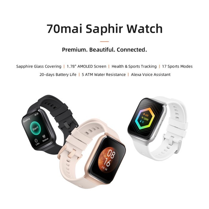 70Mai Smartwatch Saphir Watch Bluetooth Gps Sport Heart Rate Monitor
