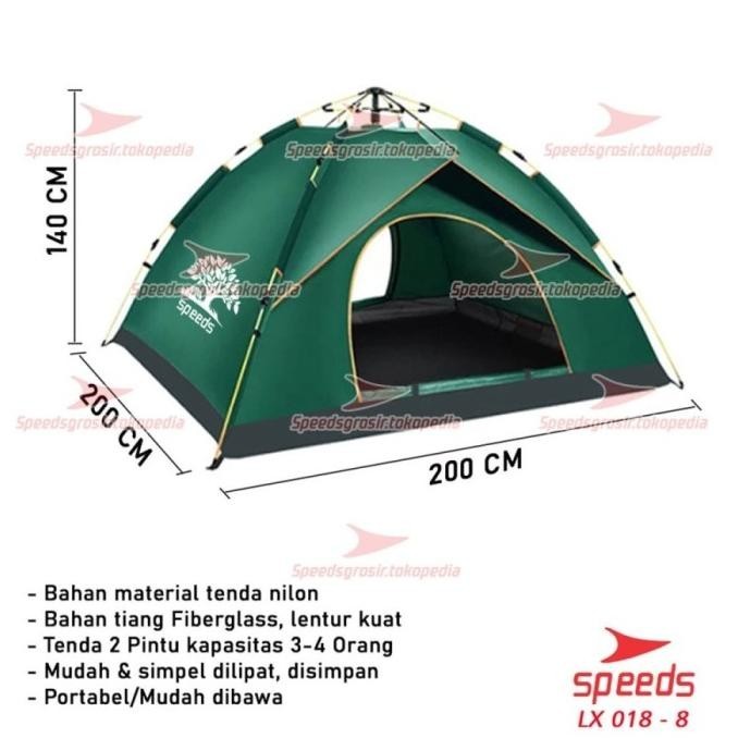 TENDA CAMPING / TENDA KEMAH ORIGINAL SPEEDS KAPASITAS 3-4 ORANG