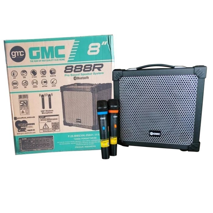 Speaker Bluetooth Gmc 888R 8 Inch + 2 Mic Wireless